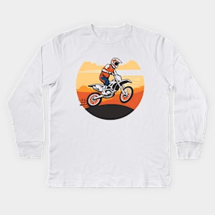 Minimalistic Man on Motorcross Kids Long Sleeve T-Shirt